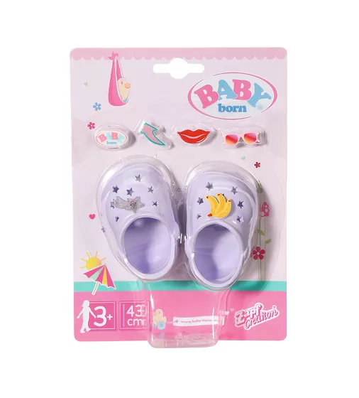 Обувь для куклы BABY born - Праздничные сандалии с значками (лаванд.) - 828311-4_1.jpg - № 1