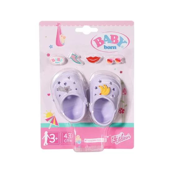 Обувь для куклы BABY born - Праздничные сандалии с значками (лаванд.)