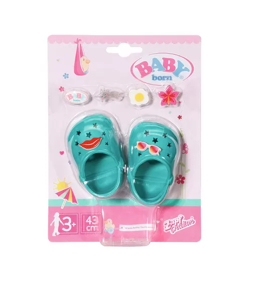 Взуття для ляльки BABY born - Святкові сандалі з значками (зелені) - 828311-6_1.jpg - № 1