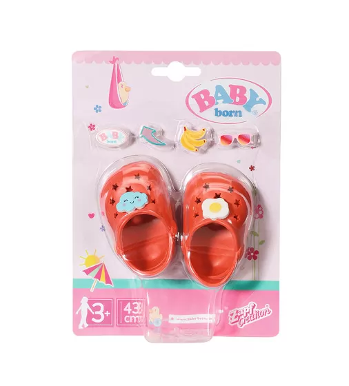 Обувь для куклы BABY born - Праздничные сандалии с значками (красные) - 828311-3_1.jpg - № 1