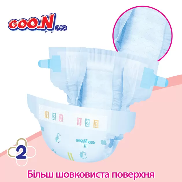 Підгузки Goo.N Plus для дітей (розмір 2(S), 4-8 кг, 50 шт)