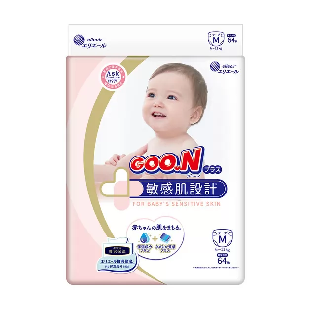 Підгузки Goo.N Plus для дітей (розмір 3(M), 6-11 кг, 64 шт)