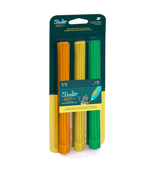 Набор стержней для 3D-ручки 3Doodler Start  - Микс (75 шт: оранжевый, желтый, зеленый) - 3DS-ECO-MIX2-75_1.jpg - № 1