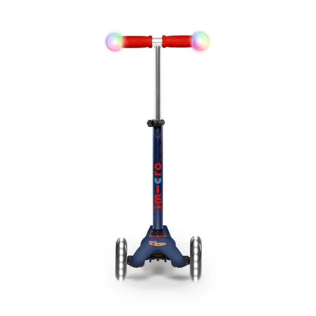 Самокат MICRO серии Mini Deluxe Magic" &ndash; Темно-синий (до 50 kg, 3-х колесный, свет)"