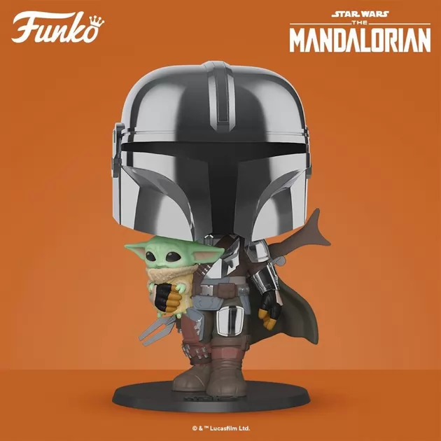 Ігрова фігурка Funko Pop! - Мандалорець у хромі з малюком 25 сm