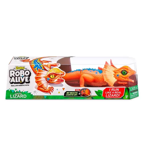 Интерактивная игрушка Robo Alive - Оранжевая плащеносная ящерица - 7149-2_8.jpg - № 8