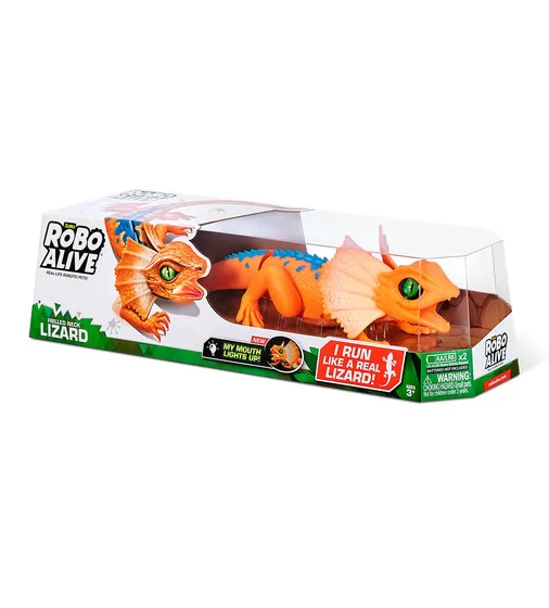Интерактивная игрушка Robo Alive - Оранжевая плащеносная ящерица - 7149-2_9.jpg - № 9