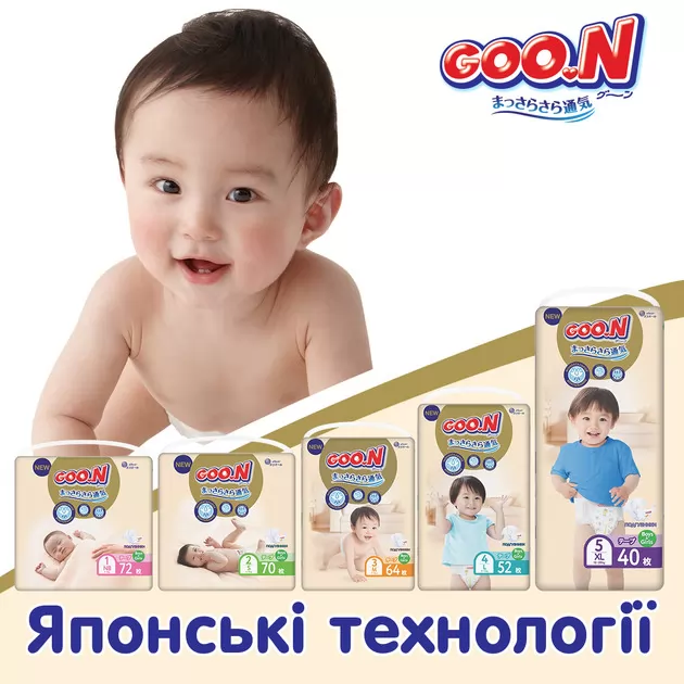 Підгузки Goo.N Premium Soft для дітей (розмір 2(S), 4-8 kg, 18 шт)