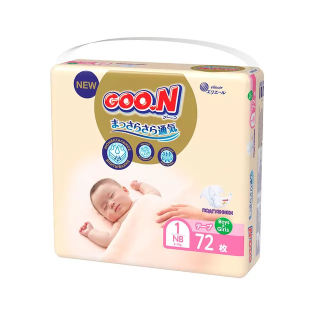 Підгузки Goo.N Premium Soft для новонароджених (SS, до 5 kg, 72 шт)
