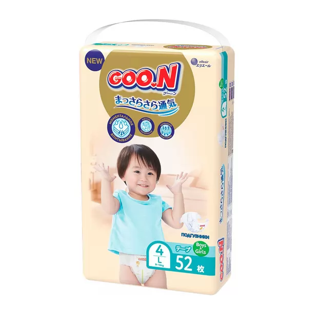 Підгузки Goo.N Premium Soft для дітей (розмір 4(L), 9-14 kg, 52 шт)