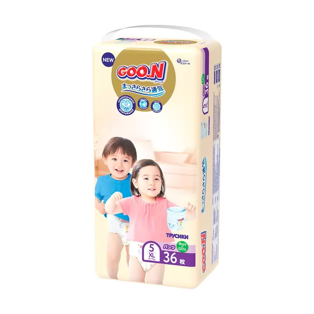 Трусики-підгузки Goo.N Premium Soft для дітей (розмір 5(XL), 12-17 kg, 36 шт)