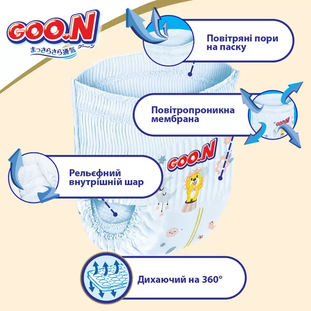 Трусики-підгузки Goo.N Premium Soft для дітей (розмір 5(XL), 12-17 kg, 36 шт)