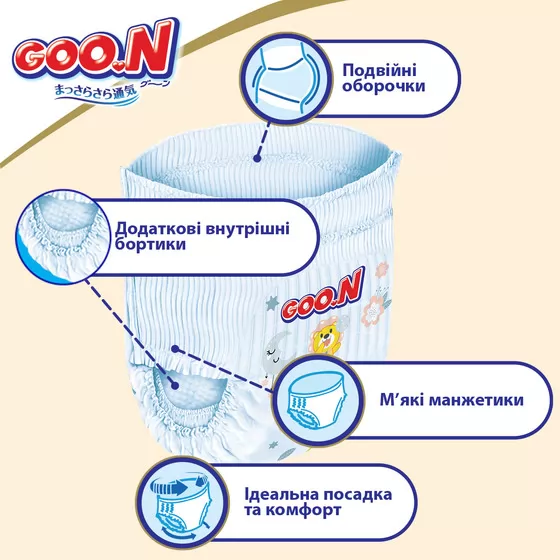 Трусики-подгузники Goo.N Premium Soft для детей (3L, 18-30 кг, 22 шт)