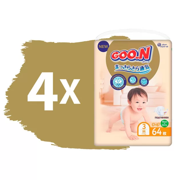 Підгузки GOO.N Premium Soft для дітей (розмір 3(M), 7-12 kg, 256 шт)