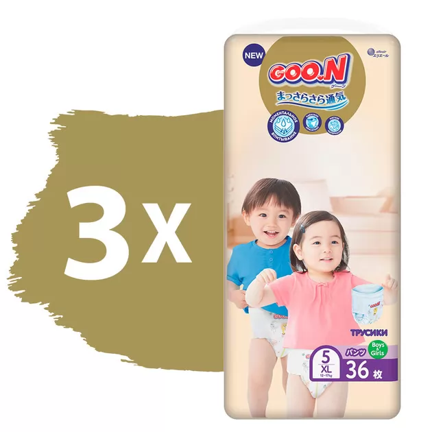 Трусики-підгузки GOO.N Premium Soft для дітей (розмір 5(XL), 12-17 kg, 108 шт)