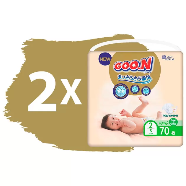 Підгузки GOO.N Premium Soft для дітей (розмір 2(S), 4-8 kg, 140 шт)