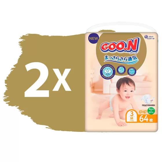 Підгузки GOO.N Premium Soft для дітей (M, 7-12 kg, 128 шт)