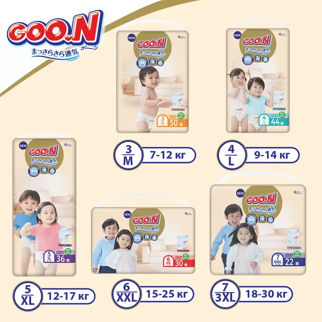 Трусики-підгузники GOO.N Premium Soft для дітей (розмір 5(XL), 12-17 kg, 72 шт)