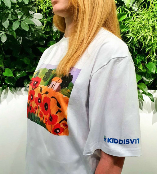 Патріотична футболка колекції Маки", L/XL унісекс оверсайз, біла" - FUT-MAK-LXLB_5.jpg - № 5