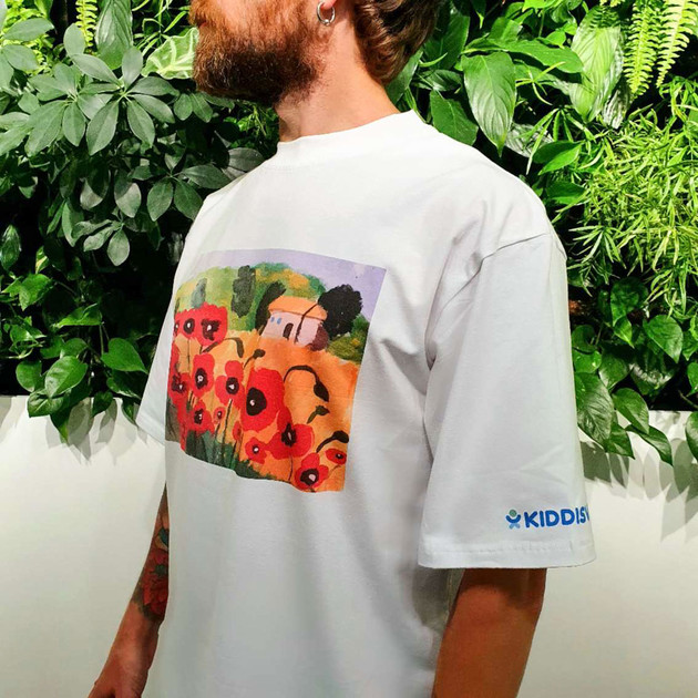 Патріотична футболка колекції Маки", L/XL унісекс оверсайз, біла"