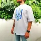 Патріотична футболка Тризуб", L/XL, унісекс оверсайз, біла" - FUT-TRI-LXLB_1.jpg - № 1