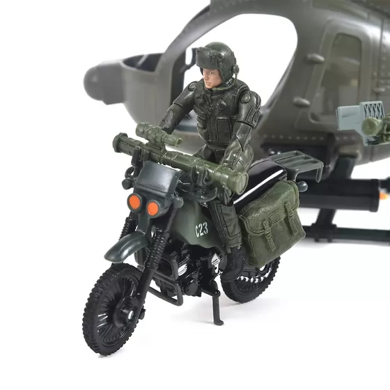 Игровой набор ELITE FORCE —МНОГОФУНКЦИОНАЛЬНЫЙ ВЕРТОЛЕТ MH-6  (вертолет, мотоцикл, фигурки, аксесс.)
