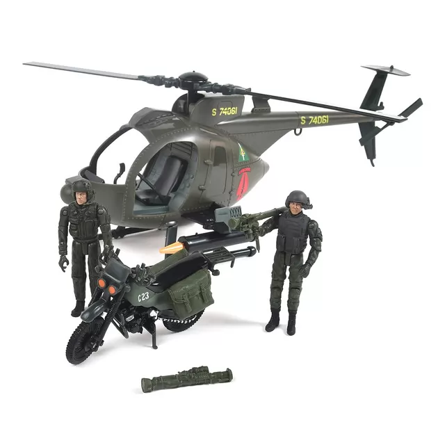 Ігровий набір ELITE FORCE &mdash; БАГАТОЦІЛЬОВИЙ ГВИНТОКРИЛ MH-6 (гвинтокрил, мотоцикл, фігурки, аксес.)