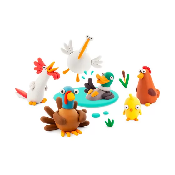 Набор самозатвердевающего пластилина Липака – Домашние птицы: Утка, гусь, курица