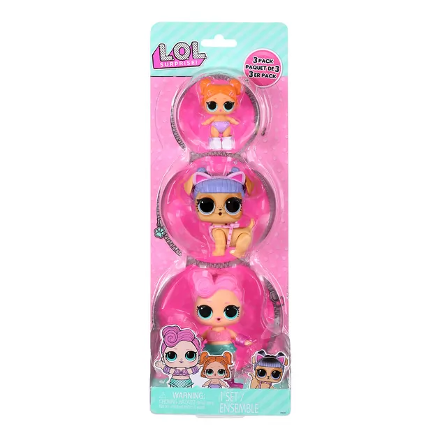 Набор игровых фигурок L.O.L. Surprise! серии OPP Tot + Pet + Lil Sis" - Вейвс, Канзас К9, Лил Битс"