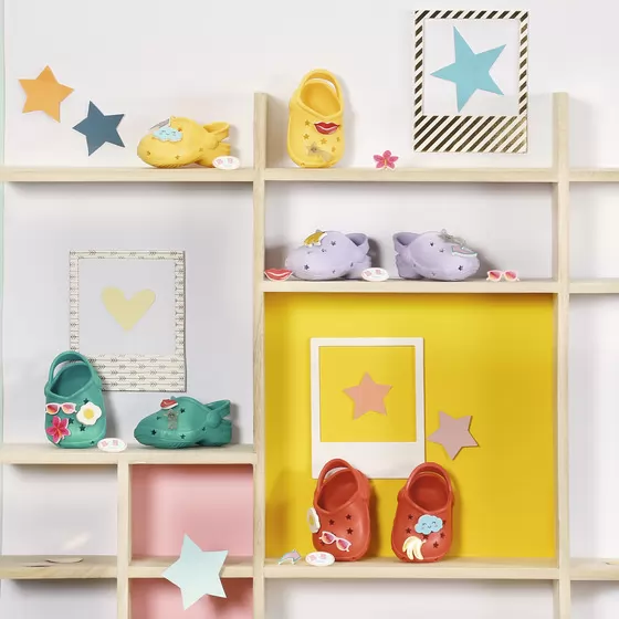 Обувь для куклы BABY BORN - Cандалии с значками (лиловые)