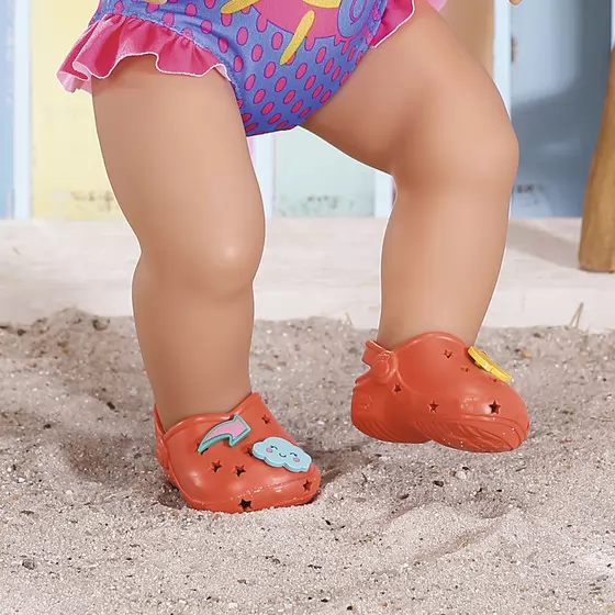 Обувь для куклы BABY BORN - Cандалии с значками (красные)