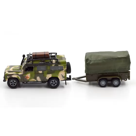 Игровой набор – Land Rover Defender Mилитари (с прицепом)