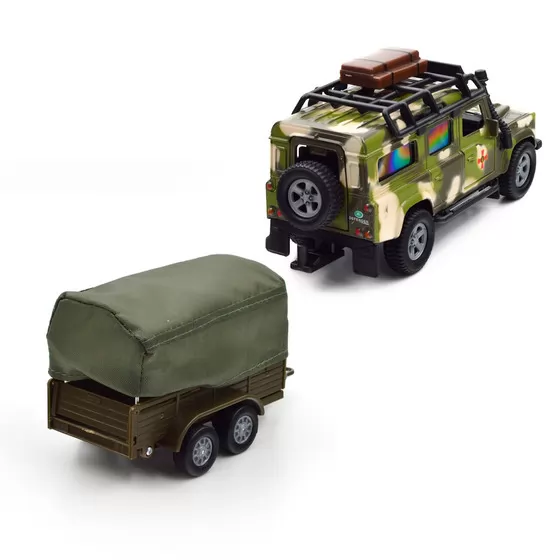 Игровой набор – Land Rover Defender Mилитари (с прицепом)