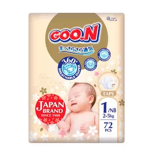 Подгузники Goo.N Premium Soft для младенцев (NB, до 5 кг, 72 шт)