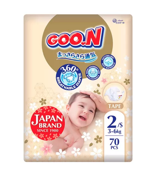 Підгузки Goo.N Premium Soft для дітей (S, 3-6 кг, 70 шт) - F1010101-153_1.jpg - № 1