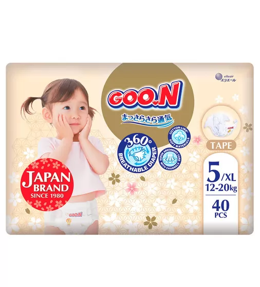 Підгузки Goo.N Premium Soft для дітей (XL, 12-20 кг, 40 шт.) - F1010101-150_1.jpg - № 1