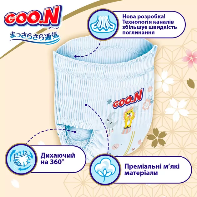 Трусики-підгузки Goo.N Premium Soft для дітей (розмір 6(2XL), 15-25 кг, 30 шт)
