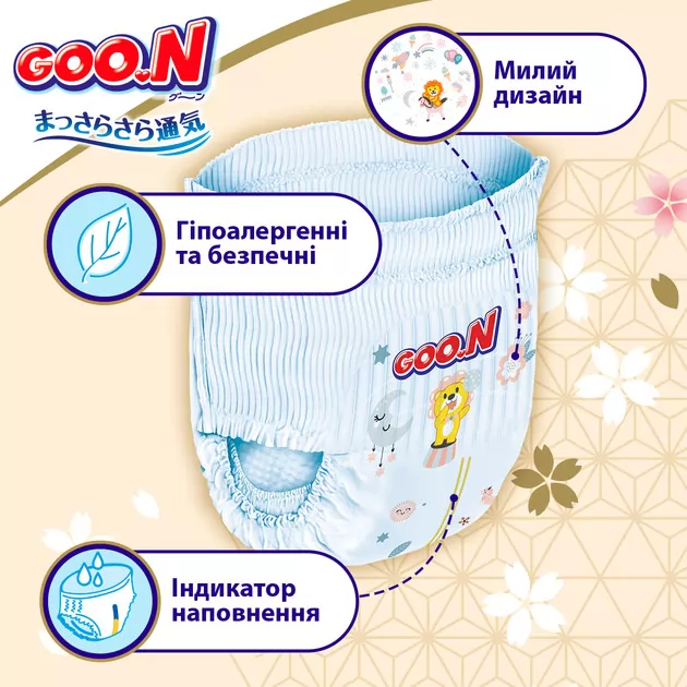 Трусики-підгузки Goo.N Premium Soft для дітей (розмір 6(2XL), 15-25 кг, 30 шт)