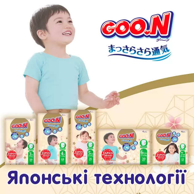 Трусики-підгузки Goo.N Premium Soft для дітей (розмір 6(2XL), 15-25 кг, 30 шт)