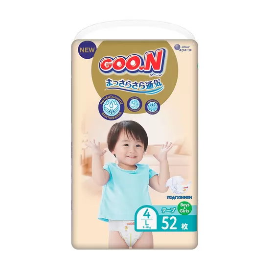 Набір підгузків Gоо.N Premium Soft для дітей 9-14 кг (розмір 4(L), на липучках, унісекс, 52*2 шт)