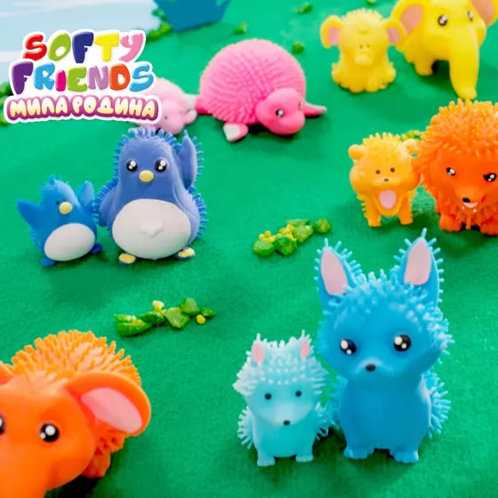 Дисплей стретч-игрушек в виде животного серии «Softy friends» – Милая семья (12 шт.)