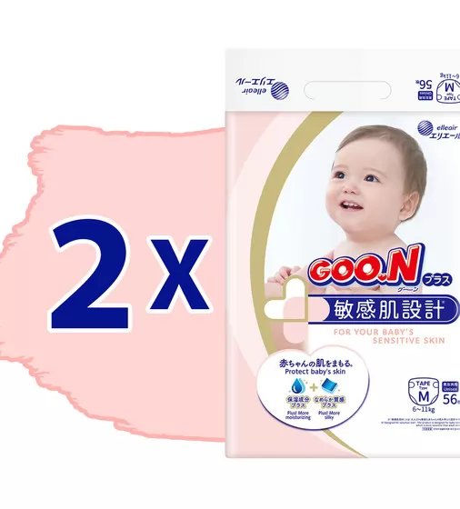 Підгузки Goo.N Plus для дітей (розмір 3(M), 6-11 кг, 112 шт) - 21000628-2_2.jpg - № 2
