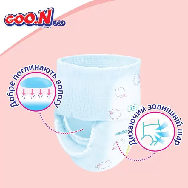Трусики-підгузки Goo.N Plus для дітей (розмір 5(XL), 12-20 кг, 76шт)