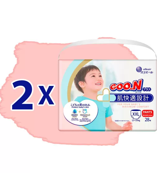 Трусики-підгузки Goo.N Plus для дітей (розмір 6(XXL), 13-25кг, 56шт) - 21000634-2_2.jpg - № 2