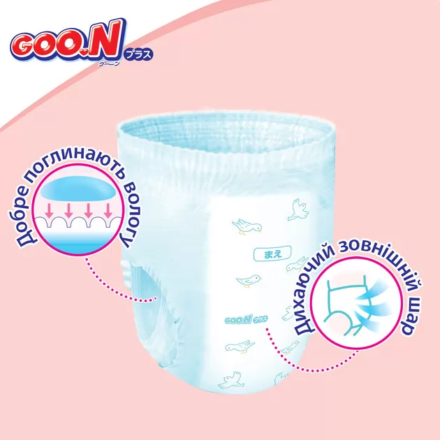 Трусики-підгузки Goo.N Plus для дітей (розмір 6(XXL), 13-25кг, 56шт)