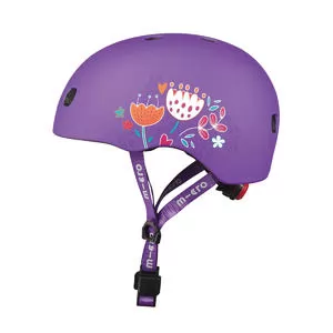 Захисний шолом Micro - Фіолетовий з квітами (48–53 cm, S)