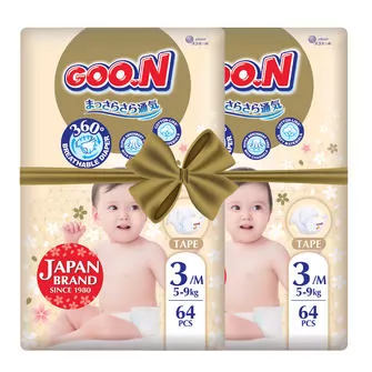 Підгузки GOO.N Premium Soft для дітей (розмір 3(M), 5-9 kg, 128 шт.)