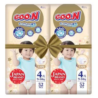 Підгузки GOO.N Premium Soft для дітей (розмір 4(L), 9-14 kg, 104 шт.)