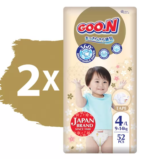 Підгузки GOO.N Premium Soft для дітей (розмір 4(L), 9-14 kg, 104 шт.) - F1010101-155-2_2.jpg - № 2