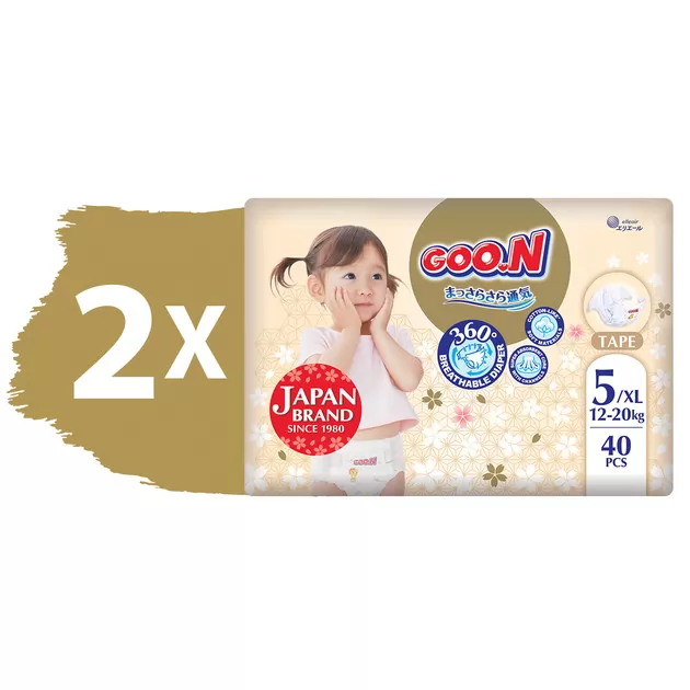 Підгузки GOO.N Premium Soft для дітей (розмір 5(XL), 12-20 kg, 80 шт.)